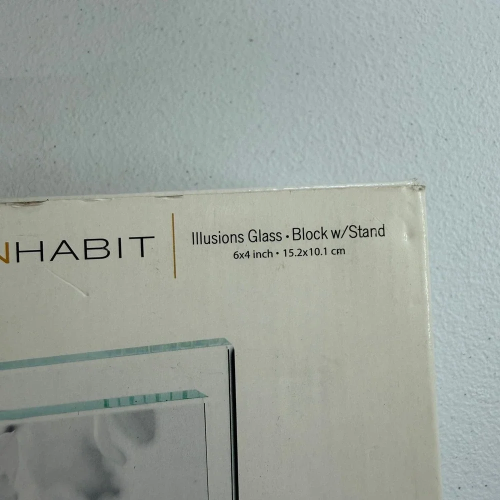 NEW Inhabit Illusions Glass block with stand picture frame indoor home decor 4x6